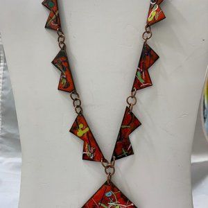 Enamelled copper artsy necklace